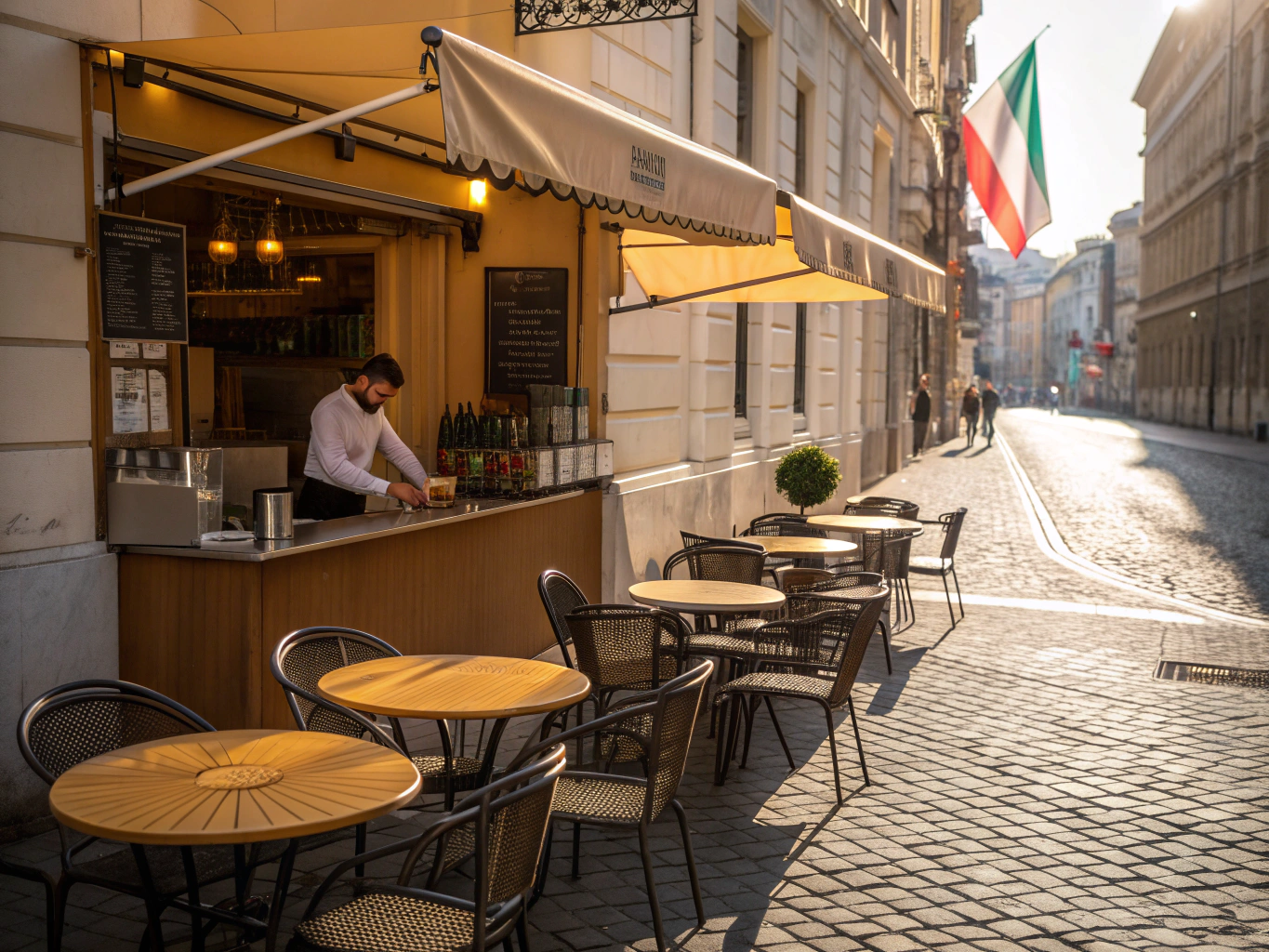 Local cafe and street life